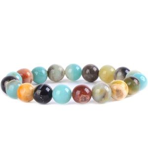 Amazonite 8mm Beaded Boho Stretch Bracelet
